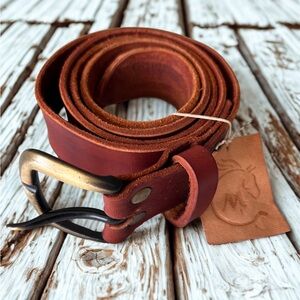 Brown Leather Belt with Metal Buckle